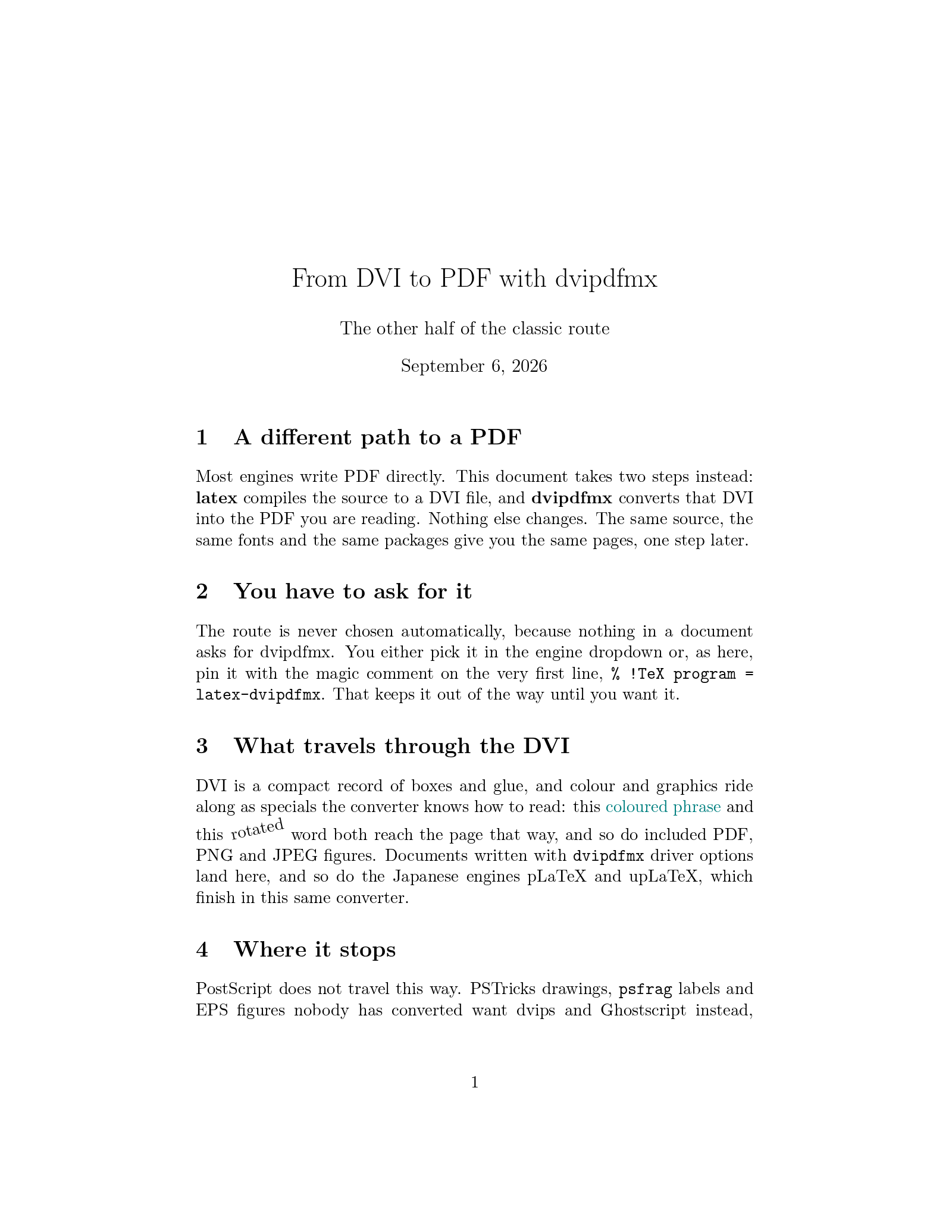 First page of the LaTeX (dvipdfmx) example, compiled with LaTeX (dvipdfmx)