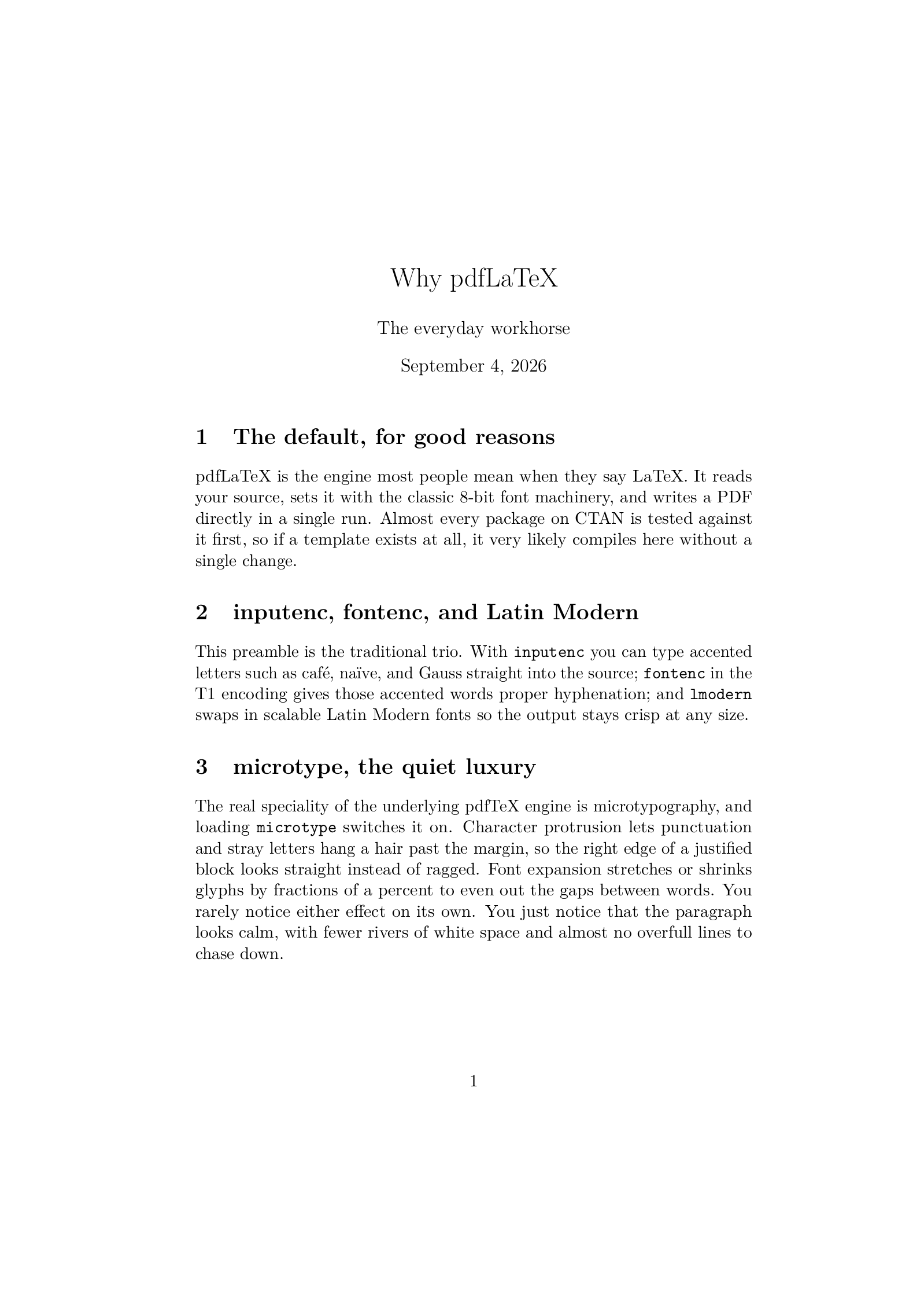 First page of the pdfLaTeX example, compiled with pdfLaTeX