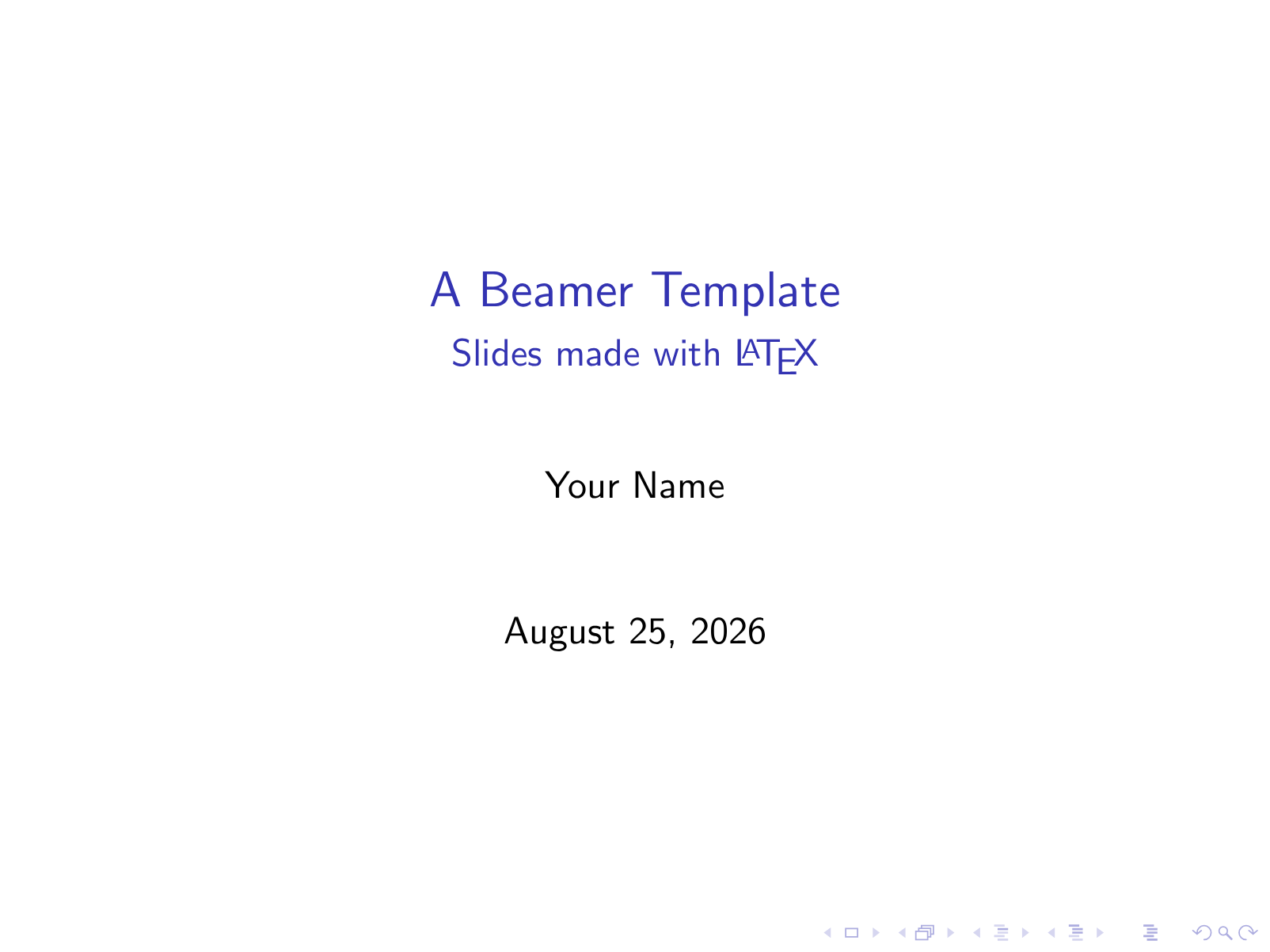 First page of the Beamer presentation template