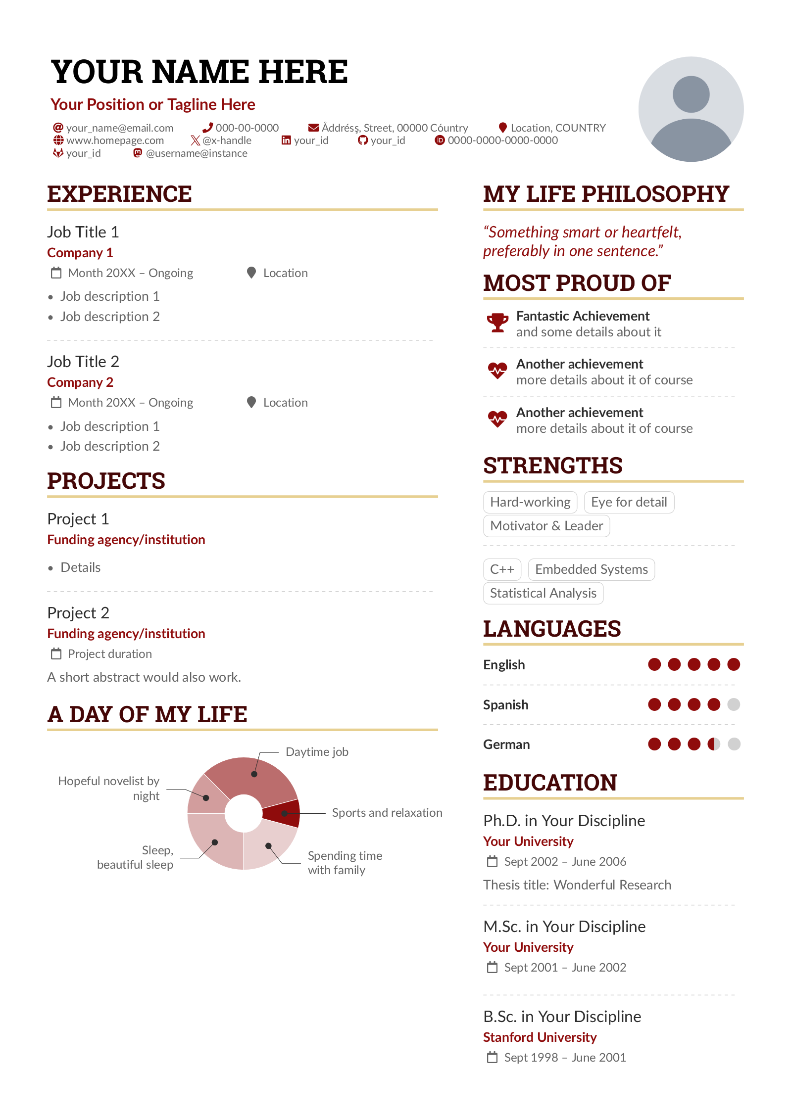 First page of the AltaCV template