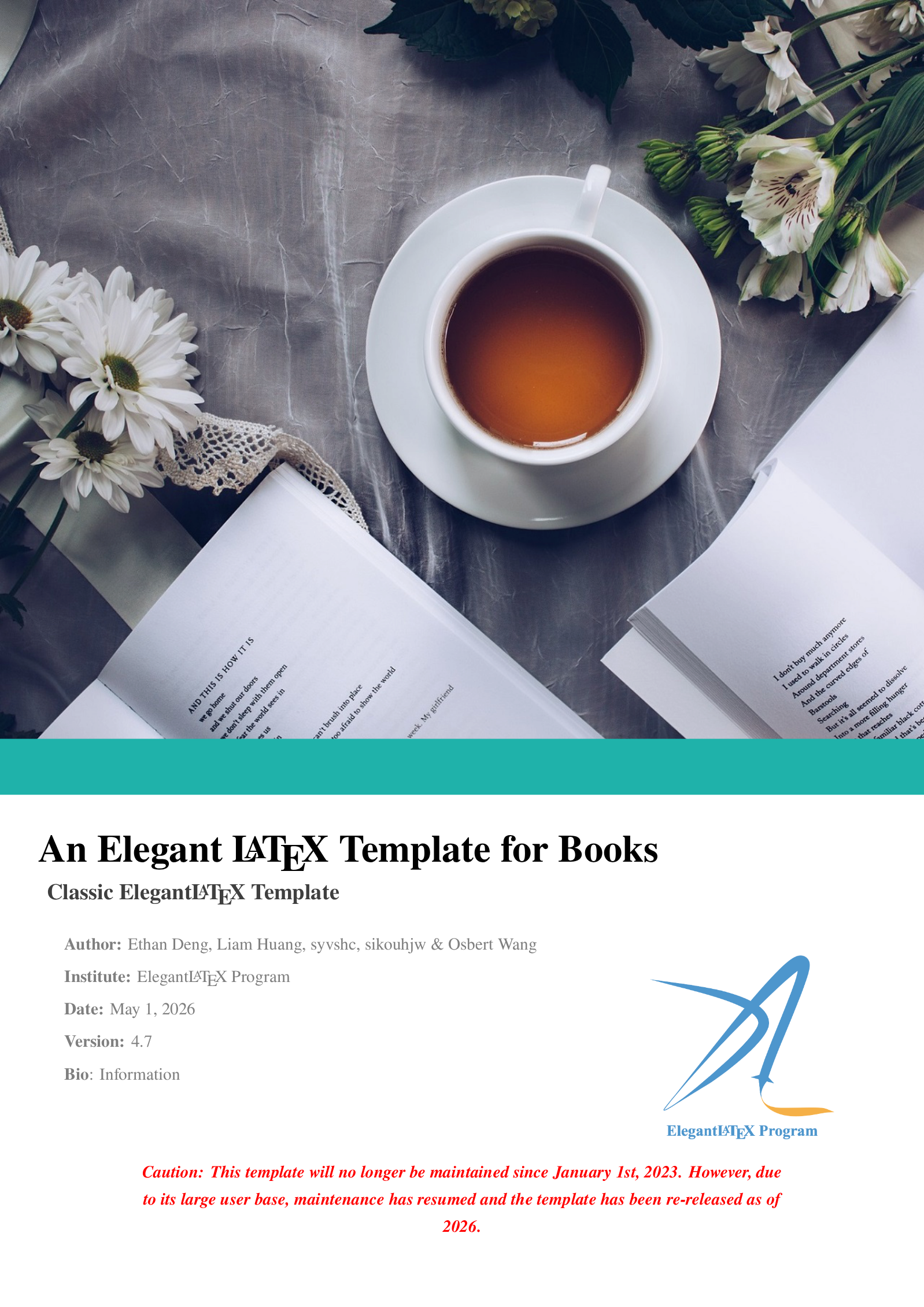 First page of the ElegantBook template