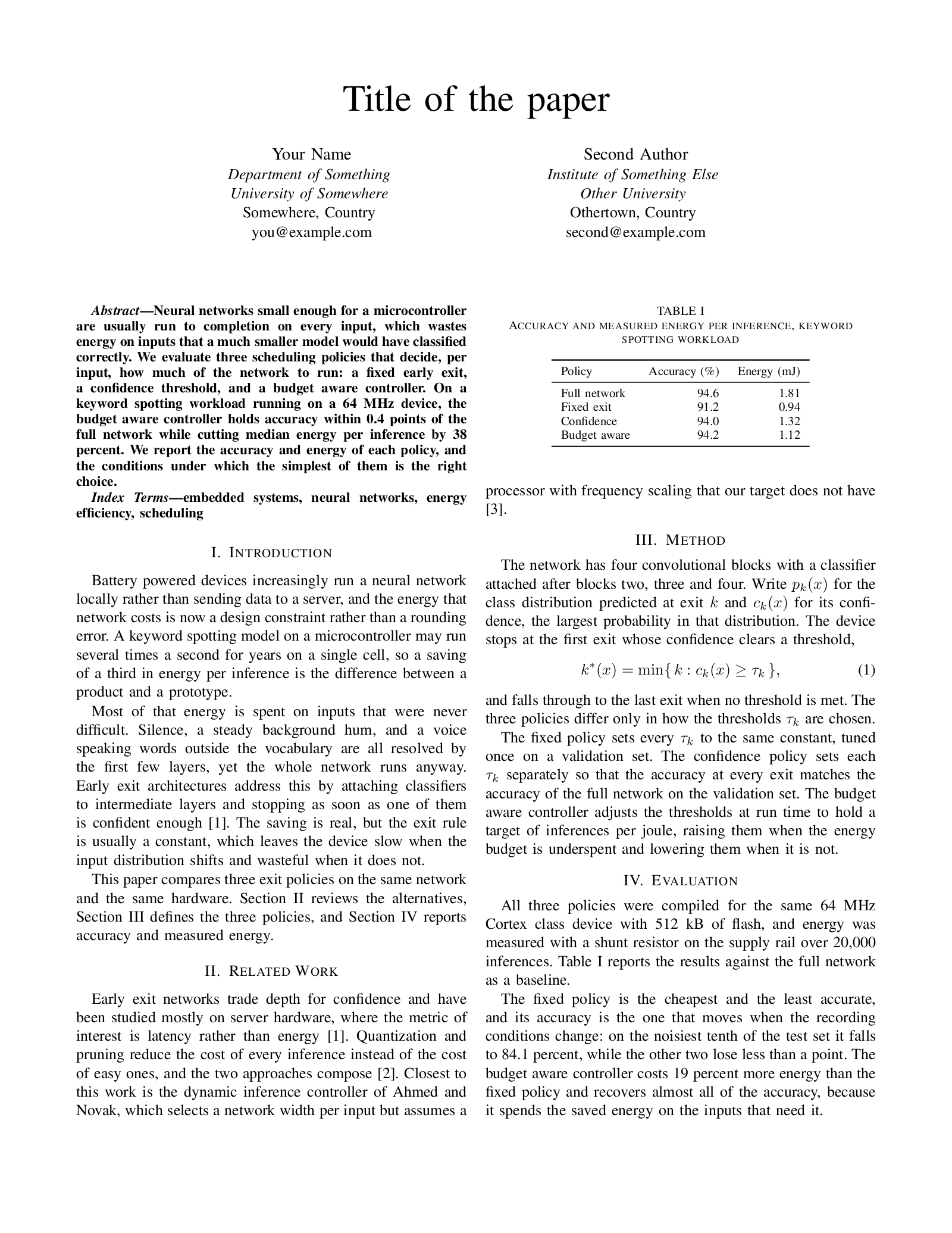 First page of the IEEE paper template